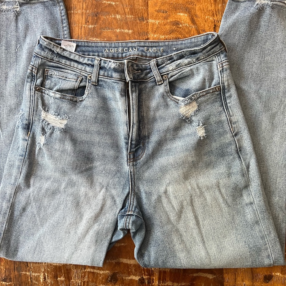American Eagle Mom Jeans with distressed detailing
